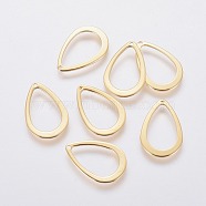 304 Stainless Steel Open Pendants, Teardrop, Real 24k Gold Plated, 17x11x1mm, Hole: 0.8mm(STAS-L234-085G)