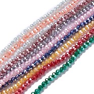 Opaque Glass Beads Strands, Faceted, Rondelle, Mixed Color, 4x3mm, Hole: 0.6mm, about 221pcs/strand, 31.89''(81cm)(GLAA-H022-02)