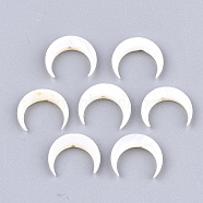 Freshwater Shell Beads, Double Horn/Crescent Moon, Creamy White, 10~11x12~12.5x2.5~3mm, Hole: 1mm(SHEL-T012-12)
