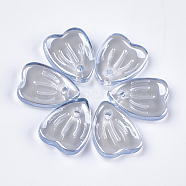 Electroplate Glass Pendants, Petal, Light Steel Blue, 12x9x2.5mm, Hole: 1mm(X-EGLA-S175-07C)