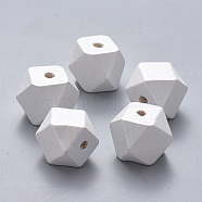 Painted Natural Wood Beads, Polygon, Creamy White, 9.5x9.5x10mm, Hole: 3mm(X-WOOD-Q040-020D-B03)