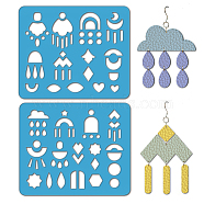 2Pcs 2 Style Acrylic Earring Handwork Template, Card Leather Cutting Stencils, Moon, 15x18x0.3cm, 1pc/style(DIY-WH0573-005)