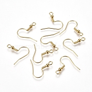 304 Stainless Steel Earring Hooks, with Horizontal Loop, Golden, 20x3mm, Hole: 2mm, 21 Gauge, Pin: 0.7mm(STAS-G212-06G)