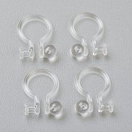 Plastic Clip-on Earring Findings, for Non-pierced Ears, Clear, 11x8.5x1.2mm, Hole: 0.8mm(KY-P001-10A)