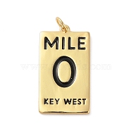 Rack Plating Brass Pendants, with Jump Ring, Long-Lasting Plated, Cadmium Free & Lead Free, Real 18K Gold Plated, Word Mile 0 Key West, Rectangle, 27x15x1.5mm, Hole: 3.5mm(KK-P261-05E-G)