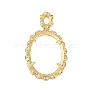 Oval Brass Micro Pave Clear Cubic Zirconia Pendant Cabochon Settings, Real 18K Gold Plated, Tray: 26.5x18.5mm, 45x26x6mm, Hole: 9x2.5mm(KK-U026-13G)