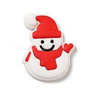 Christmas PVC Plastic Cabochons, Snowman, White, 30x23x4mm(KY-G018-A05)