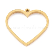 Ion Plating(IP) 304 Stainless Steel Open Back Bezel Pendants, Double Sided Polishing, For DIY UV Resin, Epoxy Resin, Pressed Flower Jewelry, Heart, Real 24K Gold Plated, 26x30x3mm, Hole: 2mm(STAS-K208-09G)