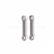 201 Stainless Steel Links Connectors, Laser Cut, Bar, Stainless Steel Color, 12.5x2x1mm, Hole: 1mm(STAS-Q239-001)