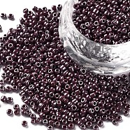 12/0 Glass Seed Beads, Opaque Colors Lustered, Round, Round Hole, Indian Red, 12/0, 2mm, Hole: 1mm, about 3333pcs/50g, 50g/bag, 18bags/2pounds(SEED-US0003-2mm-126)