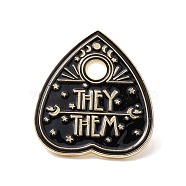They Them Word Enamel Pin, Spade Alloy Badge for Backpack Clothes, Golden, Black, 30x27.5x2mm, Pin: 1mm, Hole: 4mm.(JEWB-H007-04G)