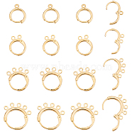 40Pcs 4 Style Rack Plating Eco-friendly Brass Huggie Hoop Earring Findings, with Loops, Lead Free & Cadmium Free, Golden, 14~18.5x11~18x1.5~2mm, Hole: 1~1.5mm, Pin: 0.5~1mm, 10pcs/style(KK-FH0003-98)