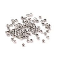 304 Stainless Steel Spacer Beads, Rondelle, Stainless Steel Color, 1.5x1mm, Hole: 0.8~1mm(STAS-R065-80-01)