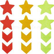 30Pcs 6 Styles Star & Arrow Waterproof PET Warning Stickers, Reflective Warning Decals for Car Decorations, Mixed Color, 45~60.5x40~60x0.5mm, 5pcs/style(STIC-GF0001-20)