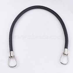 Imitation Leather Bag Handles, with Alloy Findings, for Bag Straps Replacement Accessories, Platinum, Black, 580x11~12mm(FIND-T054-07A)