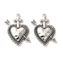 Tibetan Style Alloy Pendants, Cadmium Free & Lead Free, Heart, Antique Silver, 39x30.5x3.5mm, Hole: 2mm, about 193pcs/1000g(FIND-C043-065AS)