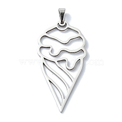 Non-Tarnish 304 Stainless Steel Pendants, Laser Cut, Ice-cream Charms, Stainless Steel Color, 45x22x1mm, Hole: 6x3mm(STAS-C097-15P)