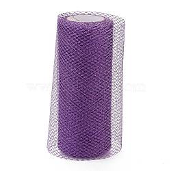 Glitter Deco Mesh Ribbons, Tulle Fabric, Rhombus Mesh Tulle Fabric, for Wedding Party Decoration, Skirts Decoration Making, Mauve, 5.86~5.94 inch(14.9~15.1cm),  10yards/roll(OCOR-H100-B03)
