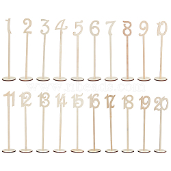 BoxWood Table Numbers Cards, for Wedding, Restaurant, Birthday Party Decorations, Number 1~20, Moccasin, 35x4~10x0.2cm, 20pcs/ser(AJEW-WH0168-36)