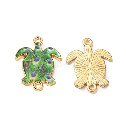 Printed Alloy Connector Charms, Sea Turtle Links, Cadmium Free & Nickel Free & Lead Free, Golden, Green, 23.3~23.4x17.8~18x1.6mm, Hole: 1.7~1.8mm(ENAM-C009-02G-09)