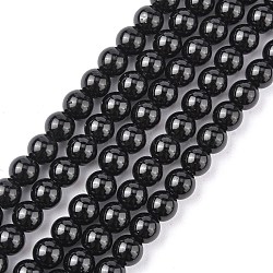 Synthetic Black Stone Beads Strands, Dyed, Round, 6mm, Hole: 0.8mm, 15~16 inch(X-GSR6mmC044)