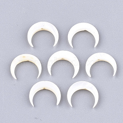 Freshwater Shell Beads, Double Horn/Crescent Moon, Creamy White, 10~11x12~12.5x2.5~3mm, Hole: 1mm(SHEL-T012-12)