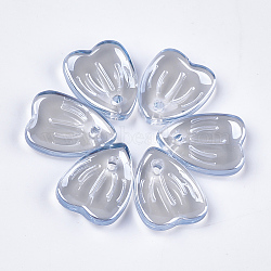 Electroplate Glass Pendants, Petal, Light Steel Blue, 12x9x2.5mm, Hole: 1mm(X-EGLA-S175-07C)