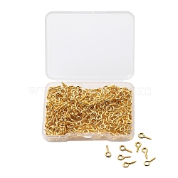 Iron Screw Eye Pin Peg Bails, For Half Drilled Beads, Golden, 10x5x1.2mm, Hole: 2.8mm, 300pcs/box(IFIN-YW0001-19G)