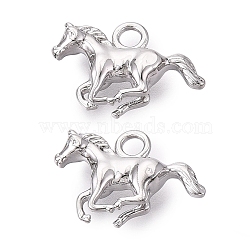 Brass Pendants, Horse Charms, Platinum, 14x21x5mm, Hole: 2.5mm(X-KK-Q074-22P)