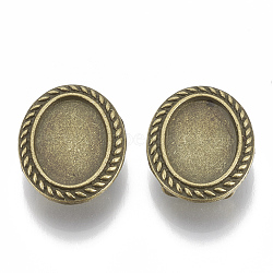 (Holiday Stock-Up Sale)Tibetan Style Alloy Slide Charms Cabochon Settings, Cadmium Free & Nickel Free & Lead Free, Oval, Antique Bronze, Tray: 13x18mm, 25x20x7.5mm, Hole: 3mm, about 195pcs/1000g(TIBE-Q086-070AB-FF)