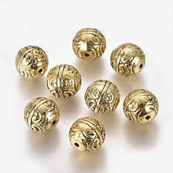 Tibetan Style Alloy Beads, Round, Antique Golden, 12mm, Hole: 1mm(PALLOY-P147-04AG)