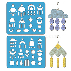 2Pcs 2 Style Acrylic Earring Handwork Template, Card Leather Cutting Stencils, Moon, 15x18x0.3cm, 1pc/style(DIY-WH0573-005)