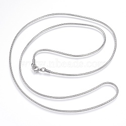 304 Stainless Steel Snake Chain Necklaces, with Lobster Claw Clasps, Stainless Steel Color, 29.9 inch(76cm), 2mm(X-NJEW-D285-03P)
