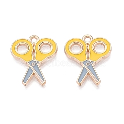 Alloy Enamel Pendants, Scissor Charms, Light Gold, Gold, 20x17x1mm, Hole: 1.6mm(ENAM-Q004-01KCG-07)