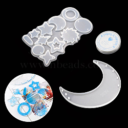 DIY Moon/Star/Sun Wind Chime Making Kits, including Molds, Elastic Crystal Thread, White, 207~240x140~162x7mm(WICH-PW0001-106A)