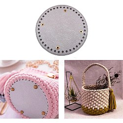 PU Leather Flat Round Bag Bottom, for Knitting Bag, Women Bags Handmade DIY Accessories, Gray, 141x9.5mm, Hole: 4.5mm(FIND-WH0056-07I)