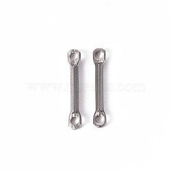 201 Stainless Steel Links Connectors, Laser Cut, Bar, Stainless Steel Color, 12.5x2x1mm, Hole: 1mm(STAS-Q239-001)