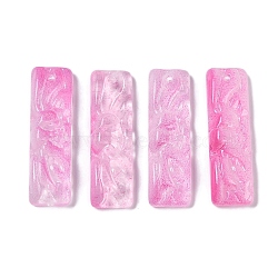 Baking Paint Glass Pendants, Rectangle, Hot Pink, 30x9x5.5mm, Hole: 1mm(GLAA-S202-16F)