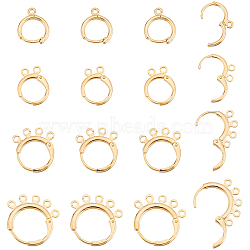 40Pcs 4 Style Rack Plating Eco-friendly Brass Huggie Hoop Earring Findings, with Loops, Lead Free & Cadmium Free, Golden, 14~18.5x11~18x1.5~2mm, Hole: 1~1.5mm, Pin: 0.5~1mm, 10pcs/style(KK-FH0003-98)