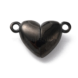 Ion Plating(IP)  303 Stainless Steel Magnetic Clasps, Heart, Gunmetal, 10.5x16x5mm, Hole: 1.5mm(STAS-C076-02B)