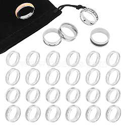 24Pcs 4 Size 201 Stainless Steel Grooved Finger Ring Settings, Ring Core Blank, for Inlay Ring Jewelry Making, Stainless Steel Color, Inner Diameter: 19mm, Groove: 3.8~4.1mm, 6Pcs/size(STAS-UN0048-53)