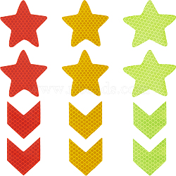 30Pcs 6 Styles Star & Arrow Waterproof PET Warning Stickers, Reflective Warning Decals for Car Decorations, Mixed Color, 45~60.5x40~60x0.5mm, 5pcs/style(STIC-GF0001-20)