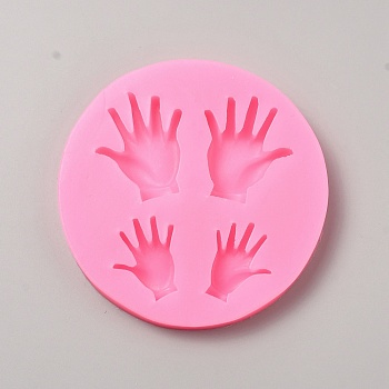 DIY Silicone Molds, Resin Casting Molds, for Resin Casting Epoxy Mold, Hot Pink, Hand, 95x12mm, Inner Diameter: 42x35mm and 29x26mm