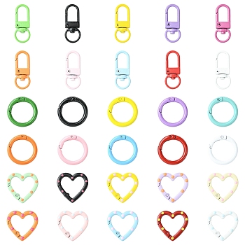 DIY Keychain Making Kit, Including Alloy Spring Gate Rings & Swivel Clasps & Spring Gate Rings, Mixed Color, 25x4mm
