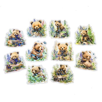 Animal Waterproof PET Stickers Set, Decorative Stickers, for Water Bottles, Laptop, Luggage, Cup, Computer, Mobile Phone, Skateboard, Guitar Stickers, Bear, 52~60x56~58x0.1mm, 10 style, 1pc/style, 10pcs/set