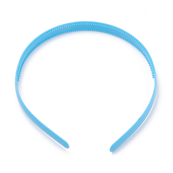 Hair Accessories Plain Plastic Hair Band Findings, with Teeth, Deep Sky Blue, 114~120x12~12.5mm