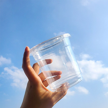 Plastic Disposable Cup, with Lids, Clear, 74~98x97mm, Capacity: 500ml(16.91fl. oz), 50pcs/set