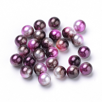 Rainbow Acrylic Imitation Pearl Beads, Gradient Mermaid Pearl Beads, No Hole, Round, Coconut Brown, 6mm, about 5000pcs/bag
