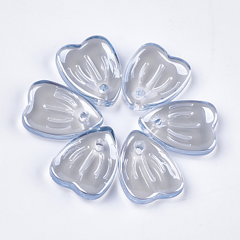 Electroplate Glass Pendants, Petal, Light Steel Blue, 12x9x2.5mm, Hole: 1mm