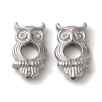 304 Stainless Steel Beads Frames, Owl, Stainless Steel Color, Fit For: 1mm Rhinstone, 17x10x4mm, Hole: 1.5mm